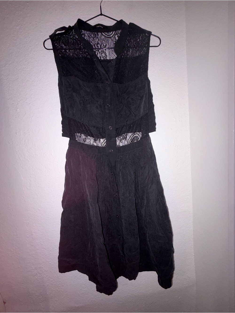 Black Lace Panel Sleeveless Dress